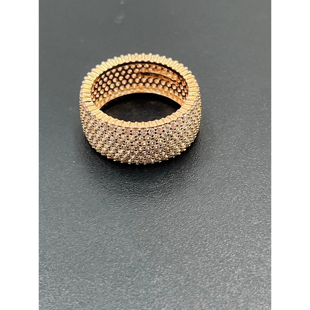 YGI 925 CZ Pave Wide Full Eternity Rose Gold Sterling Silver‎ Band Ring Sz 7.5